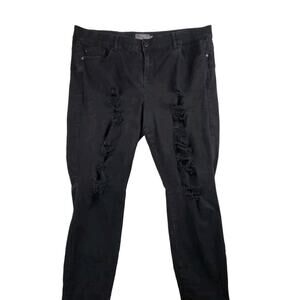 TORRID Bombshell Skinny Premium Distressed black Stretch Pant 24